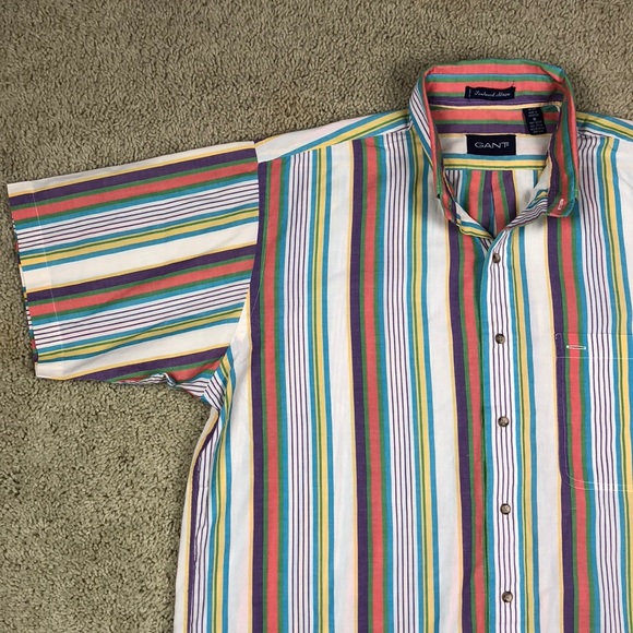 Vintage 90s Gant Foxhunt Stripe Multicolor Shirt - Picture 5 of 7